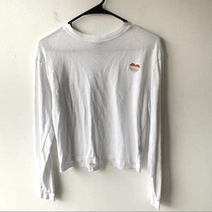 Wild Fable White Embroidered Rainbow Heart Long Sleeve Cropped T-Shirt S Small